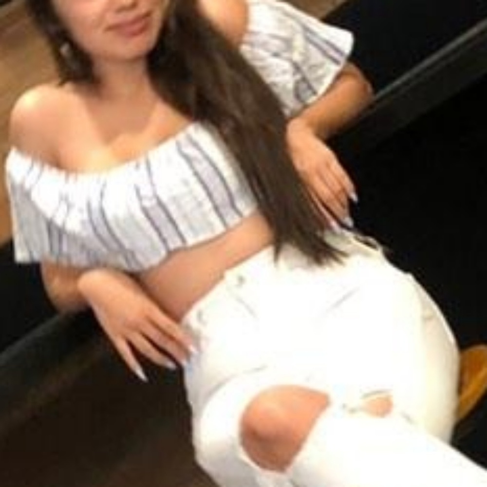 White & blue off the shoulder crop top